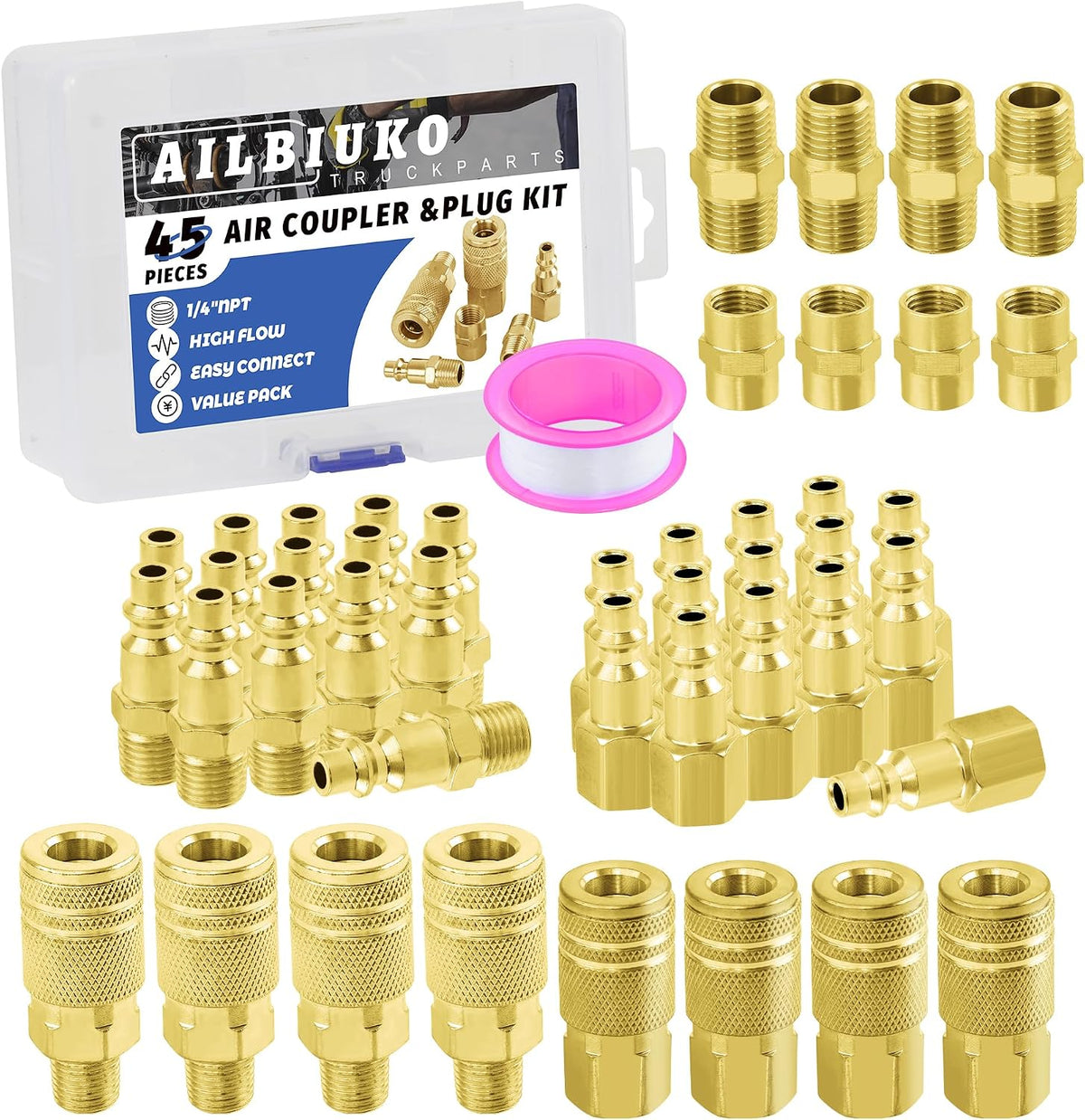 1/4" air hose fittings coupler & plug air, main product view