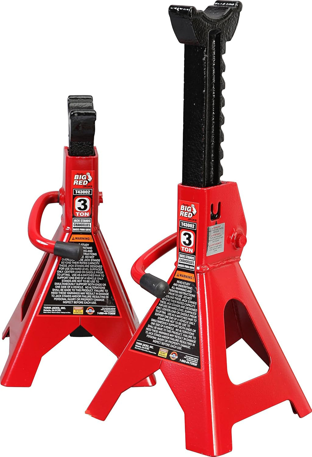 BIG RED T43202 Torin Heavy Duty Steel Jack Stands: 3 Ton (6,000 lb) Capacity ...