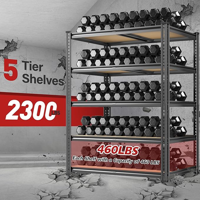 REIBII 72.05" H Storage Shelves 2300LBS Garage Shelving Heavy Duty Metal - Image 4