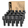 JiiinMiiin M14x1.5 Black Wheel Lug Bolts, WheelBolt Thread for Wheel Spacers, 17mm Hex, 28mm Thread Length, Conical Seat, 20 Pack