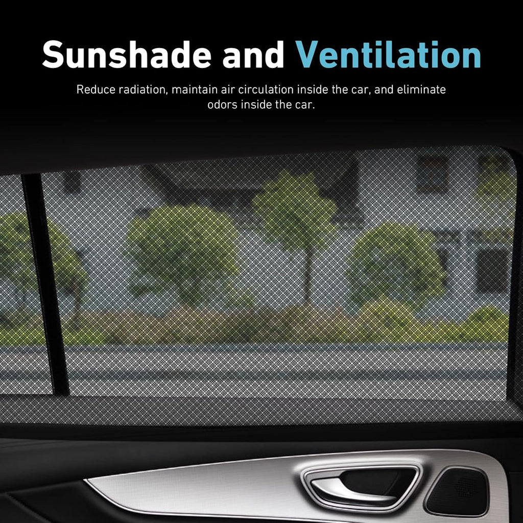 4 PCS Car Side Window Shades, Sun Blocking Dustproof Shield for Baby Kids, High-Density Mesh Privacy Protection Curtain, Foldable Cover for Front & Rear Windows (Black)