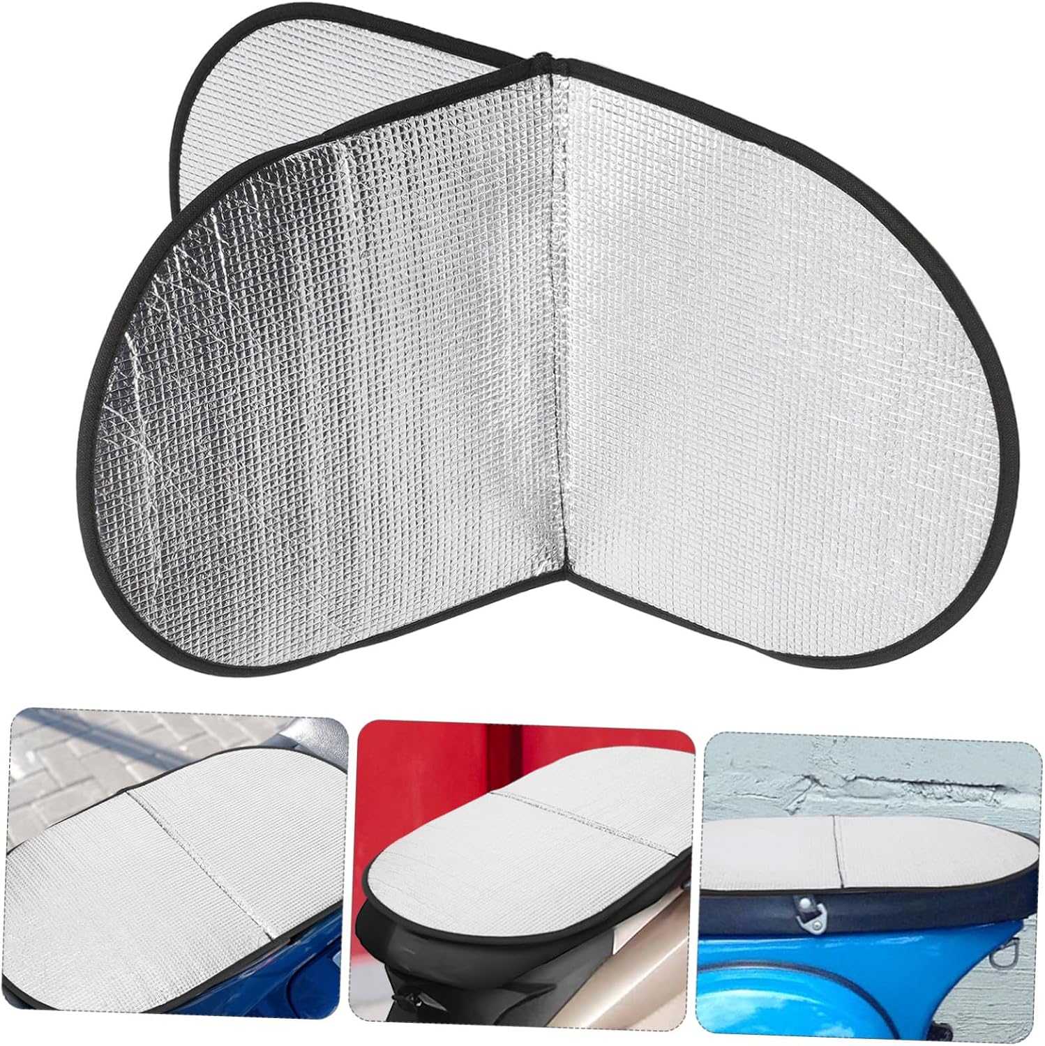 Motorcycle Seat Cover with Sun Protection Heat Insulation Film Reflective Aluminum Foil Heat Shield for Motorbikes and Electric Bikes Easy to Install Seat Cushion Cover