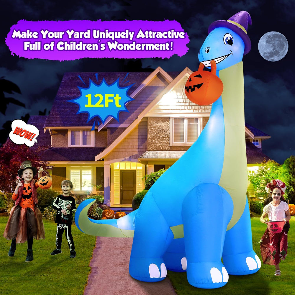 zukakii 13Ft Giant Halloween Inflatable Decorations Dinosaur, Build-in LEDs &...