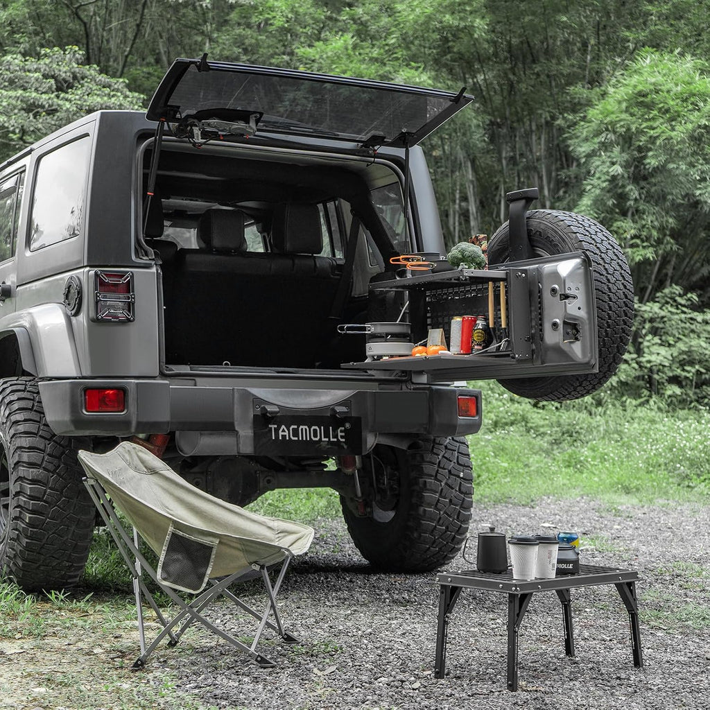 Tailgate Table, MOLLE Panel for Jeep Wrangler JK JL 2007–2025 | Double Layer Foldable Cargo Rack, Tool Storage, Tactical Modular Storage for MOLLE Accessories