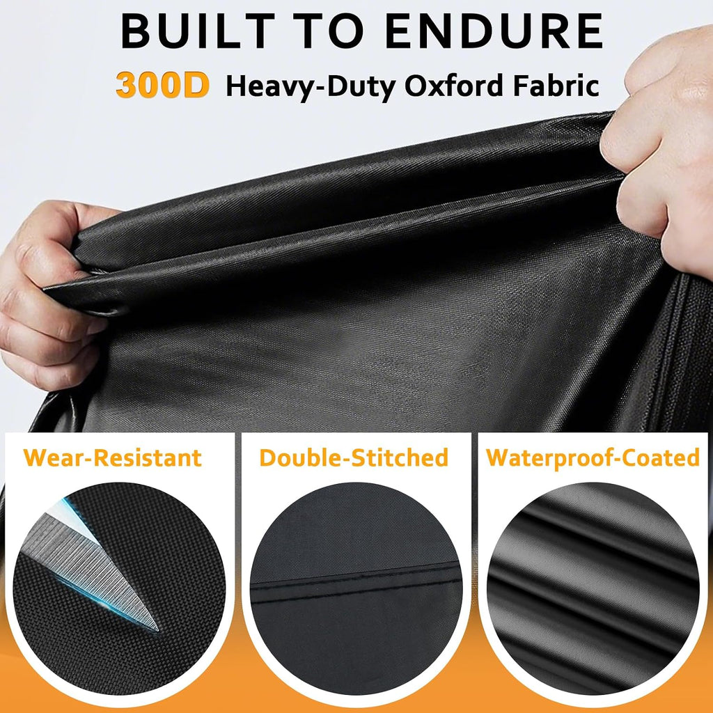 ROCKTAKIN 300D Heavy Duty Motorcycle Cover, Waterproof All Season Outdoor Protection with 4 Reflective Strips & Lock Holes, Fits Most Cruisers, Touring Bikes and Scooters up to 96.5"