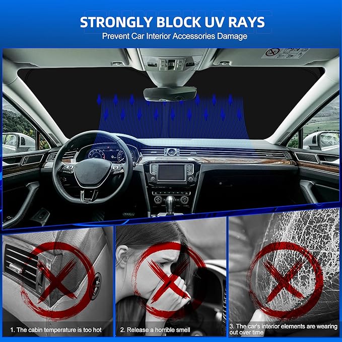 Windshield Sun Shade for Ch-evro-let/Chevy Bolt EV 2017-2024 Foldable Sunshade - Image 4