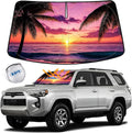KDM Sunset Beach Style Windshield Sun Shade Fit for 2010-2023 Toyo-ta 4Runner,Foldable Front Reflective Windows Sunshade Visor Protector Blocks UV Rays Heat
