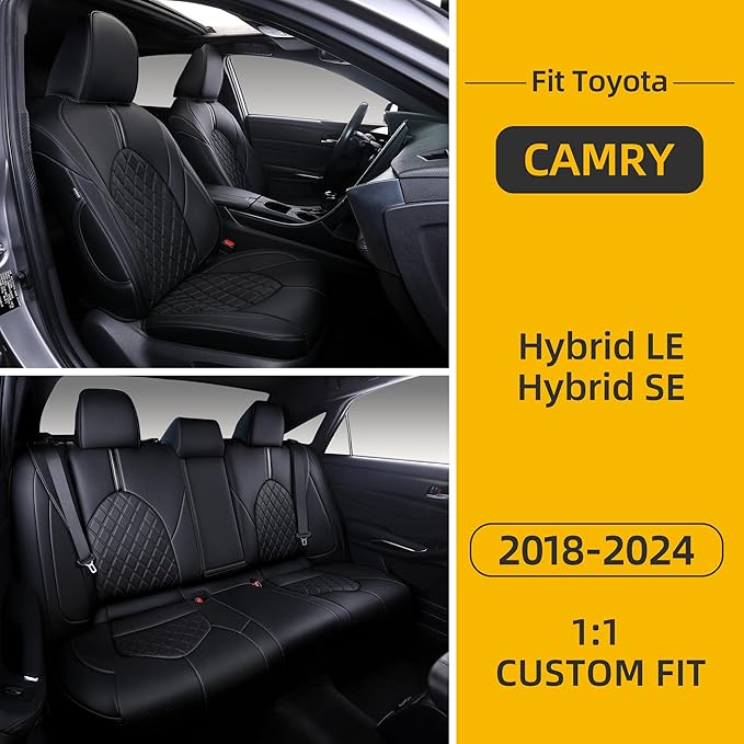 Custom Fit Camry Seat Covers for 2018-2024 Toyota Camry Hybrid LE, SE Full - Image 7
