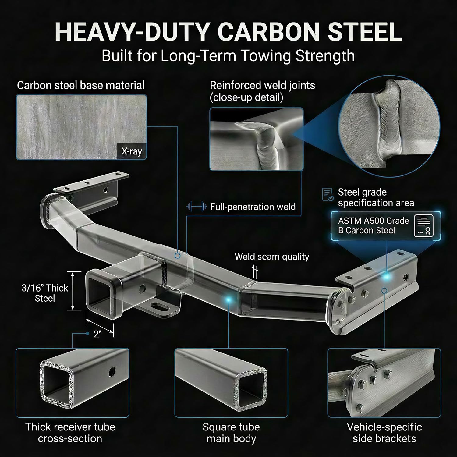 APS Assembly Class 3 Trailer Hitch 2 Inches Receiver Tube Towing Hitch Compatible with Journey 2009-2020