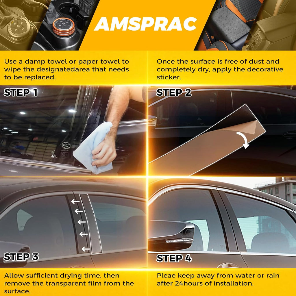 Door Pillar Covers fit for Chevrolet Malibu 2016-2021,Glossy Black Anti-Scratch Trim,Exterior Door Moldings,Window Decals,Window Outer Pillar Panel,Glossy Black,6PCS
