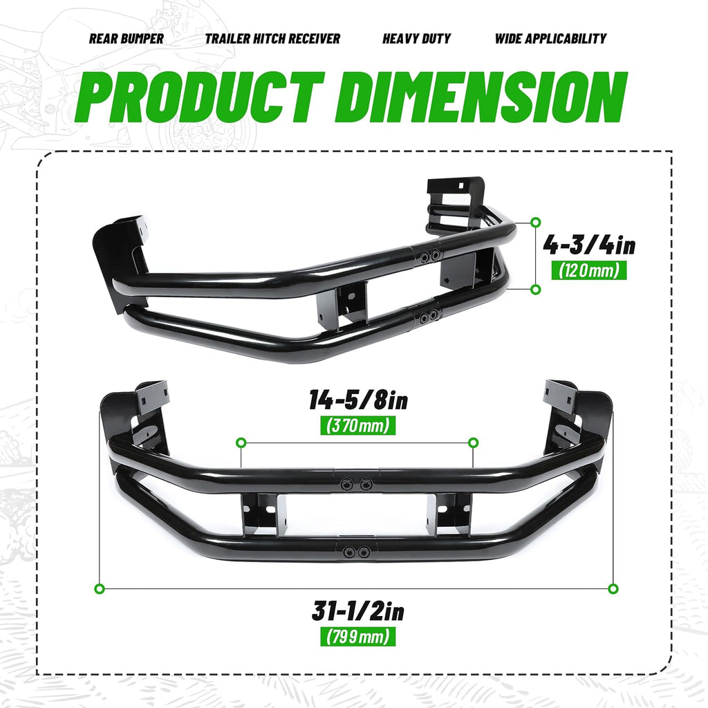 WUTIST Rear Bumper Trailer Hitch Kit Compatible with John Deere Zero-Turn Mowers Z235 Z255 Z335E Z335M Z345M Z345R Z355E Z355R Z365R Z375R Steel Black+Green