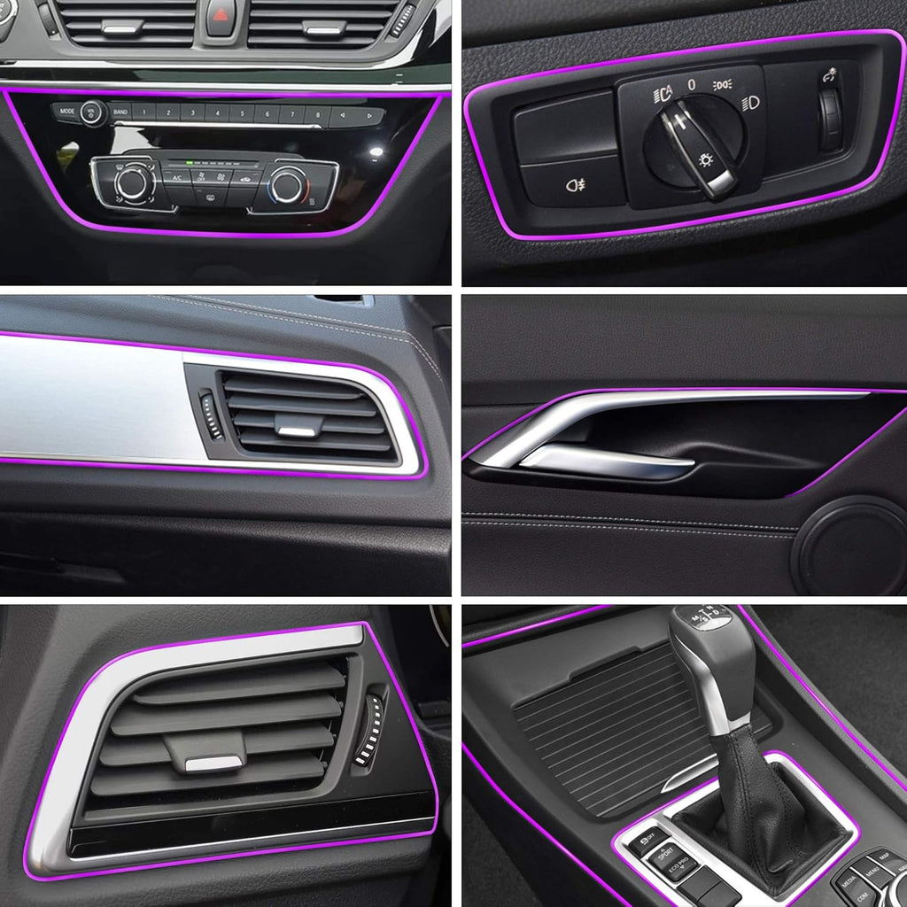 TOMALL Car Interior Moulding Strip Car Decorative Filler Insert Strips 5M(16ft) Flexible Electroplating Decoration Styling Dashboard Accessories with Installing Tool (Purple)