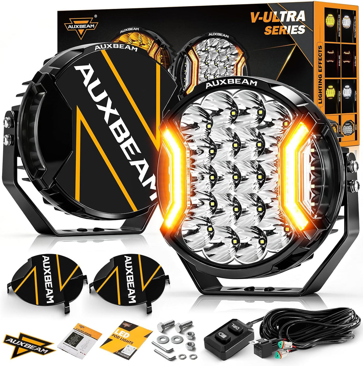 auxbeam 9 in led round pod, v-ultra series, main product view