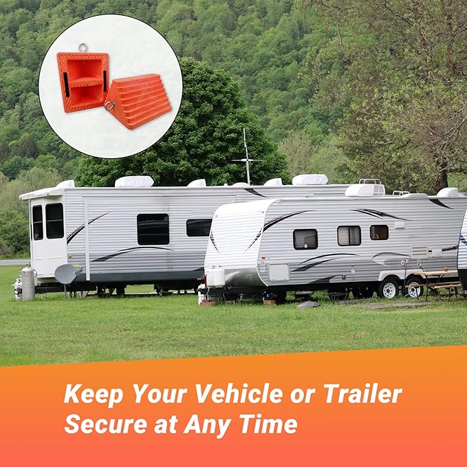 2 Packs Wheel Chocks Heavy Duty Orange