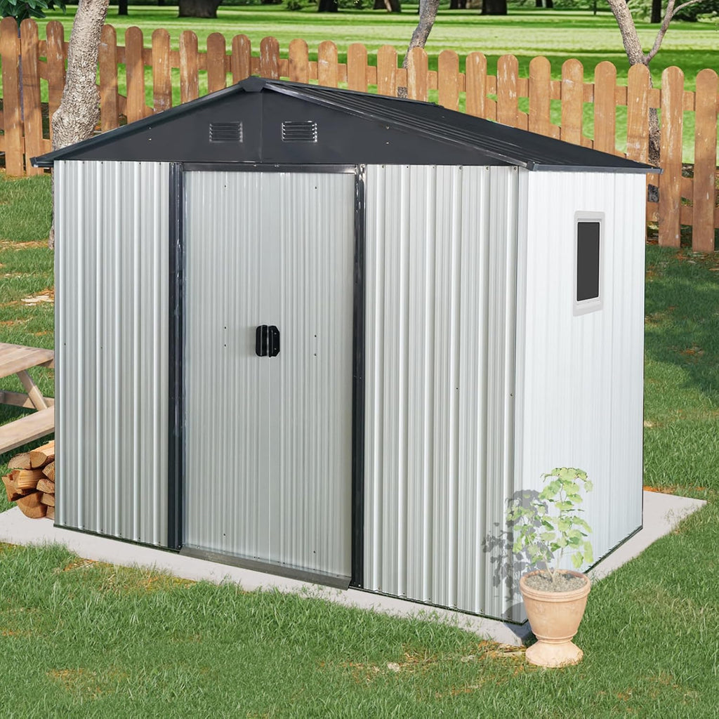 4x8 FT Outdoor Storage Shed, Metal Garden Shed