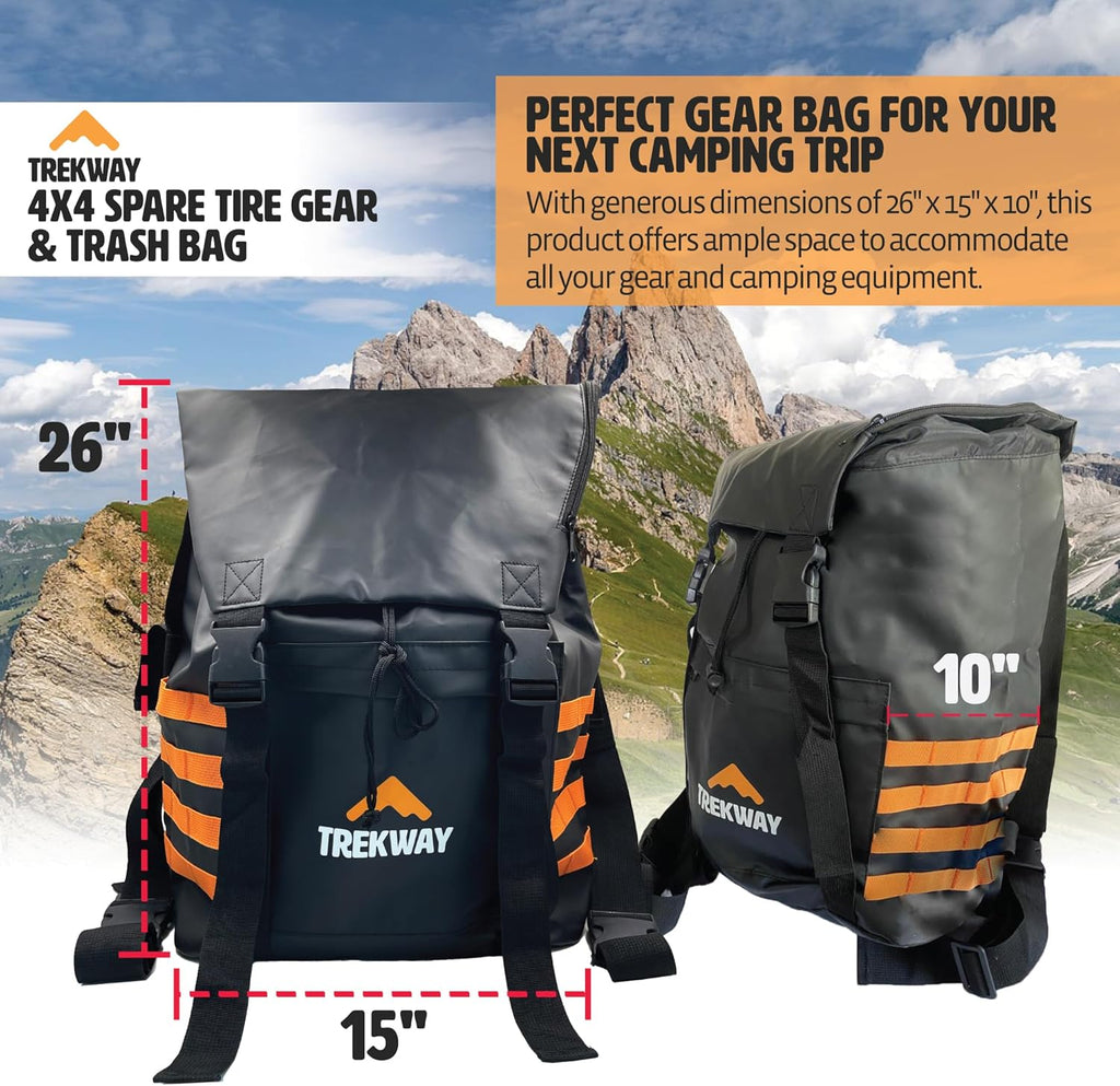 Offroading Gear Spare Tire Overlanding Storage & Trash Bag Organizer | w/Free Roof Cargo Mesh Net Bag | Fits 30" Tire 15 Gallons | for 4x4 Tailgate, Pickup Truck, SUV, RV, Overland