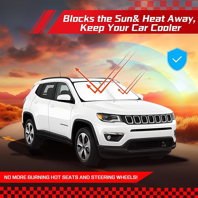 ARISMOTOR Windshield Sun Shade for Jeep Compass 2017-2024, Custom Fit Foldable - Image 7