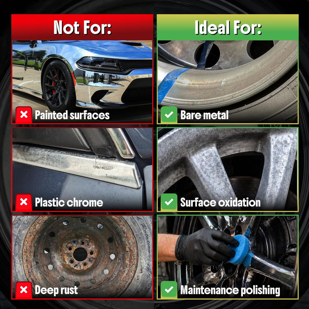 Metal Polish Kit with Applicator Pad – Restores Shine & Removes Oxidation on Chrome, Aluminum & Stainless Steel – Carnauba + Ceramic Protection – Metal Cleaner & Polish – 8.4 oz