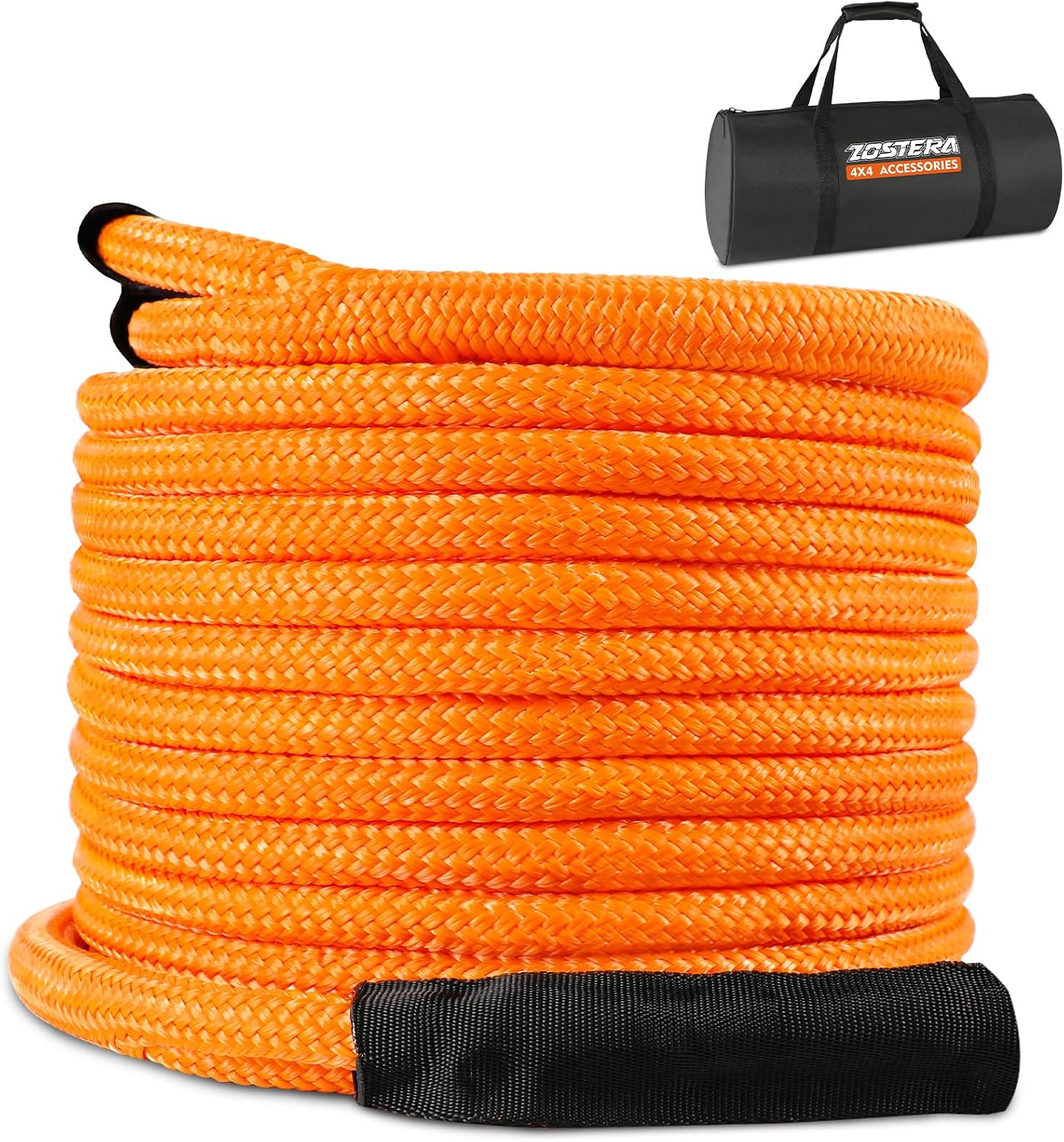 Kinetic Recovery Tow Rope 3/4 in x 30 FT, with Heavy-Duty Offroad Snatch Strap, Vehicle Orange Recovery kit for Jeep car Truck ATV UTV SUV