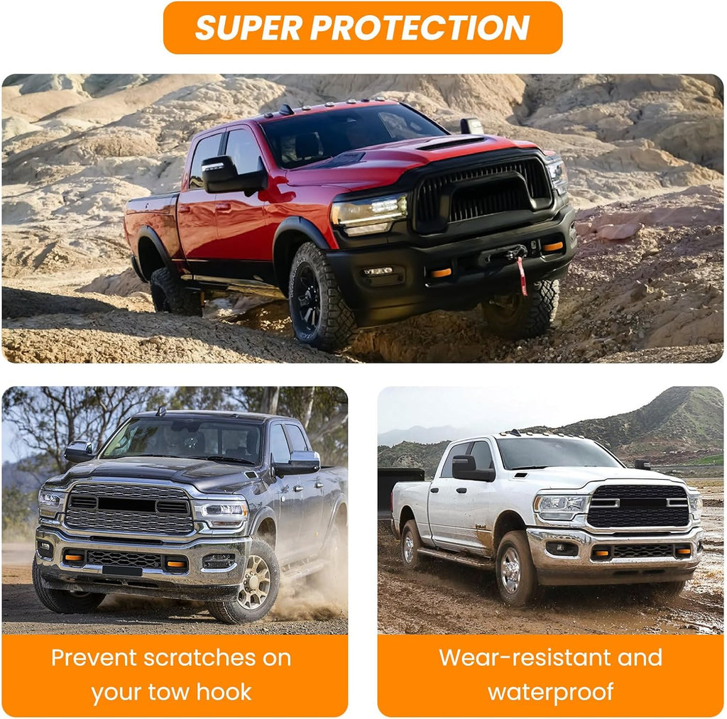 Front Tow Hooks Covers for RAM 2500/3500 2019-2026, Hitch Cover Customized Car Tow Hooks Compatible with RAM 2500/3500 Accessories 2019-2026 (Orange)