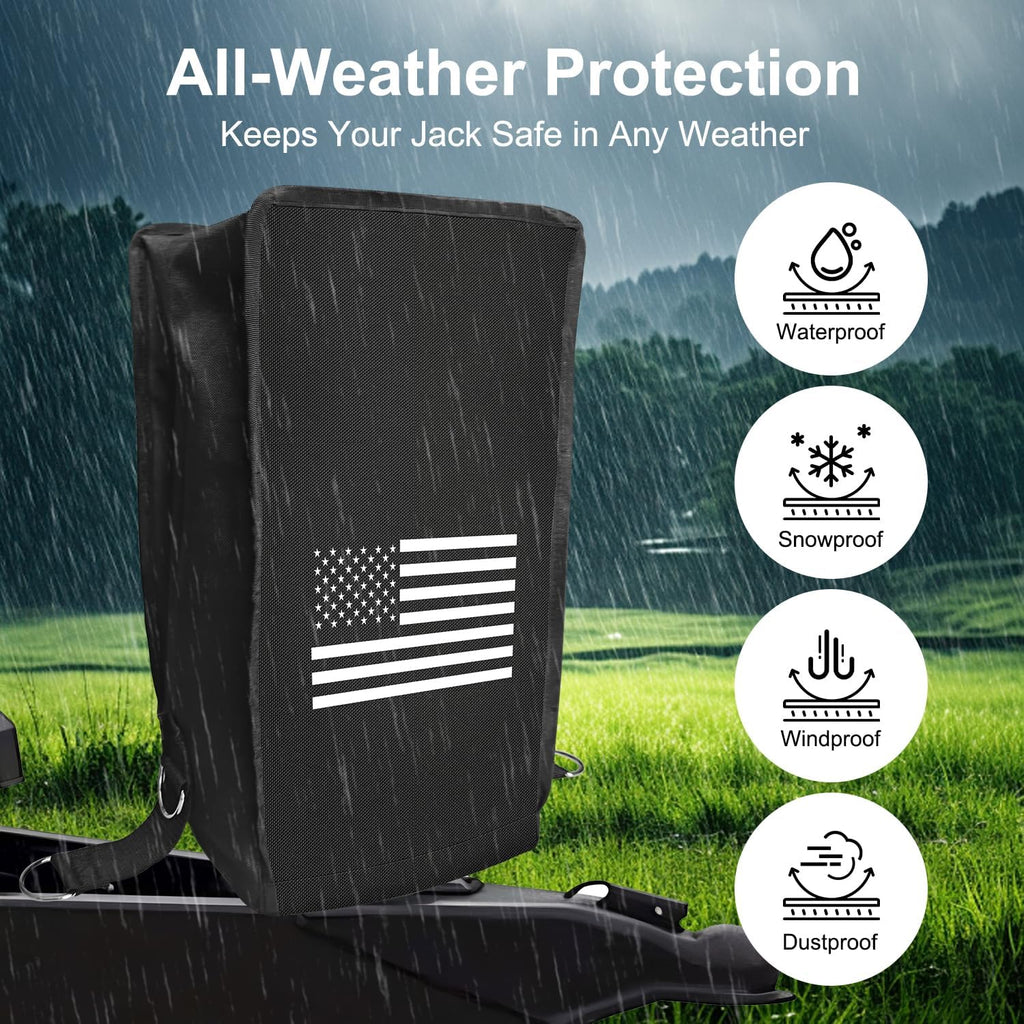 RV Electric Tongue Jack Cover, 600D Oxford Fabric Waterproof Protective, Travel Trailer Accessories for Outside Protection, Universal Trailer Jack Protective Cover for Outside Parts RV Accessories.