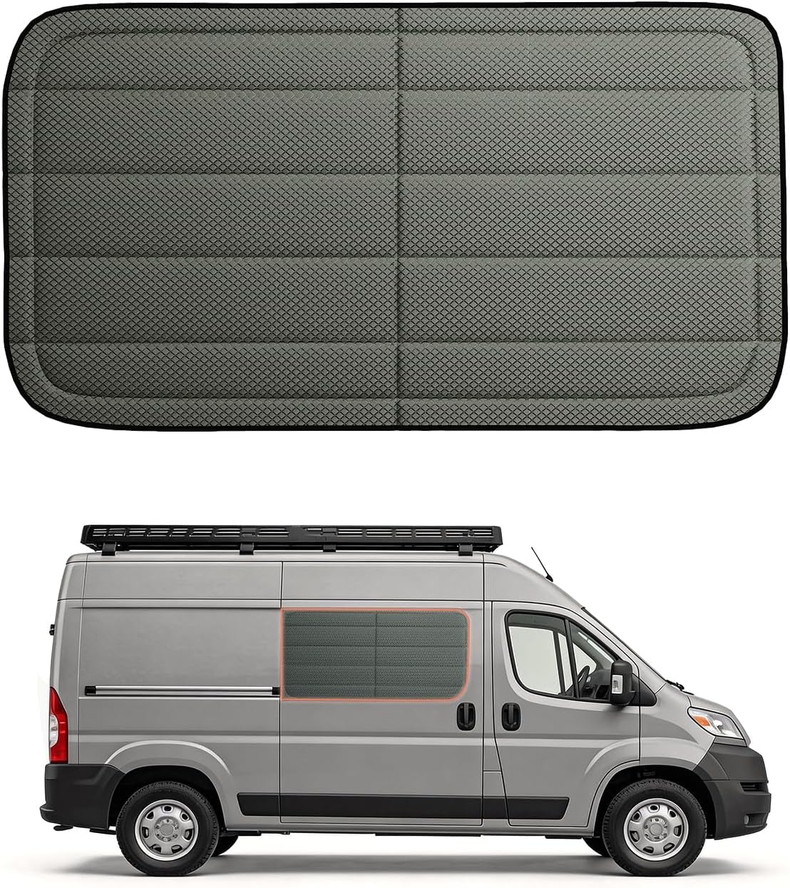 Extra-Thick Sliding Door Window Cover for Ram Promaster Van 2014-2026,Magnetic Insulated Blackout Window Sunshade, Foldable Design,Cold Weather Essentials, AllSeasonGuard Pro
