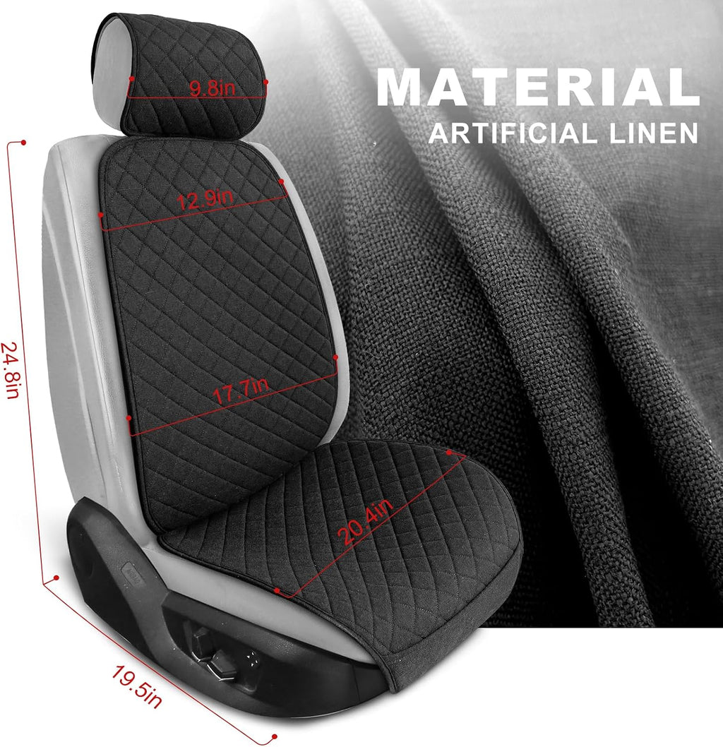 bopuovre linen front car seat covers breathable fabric, side view