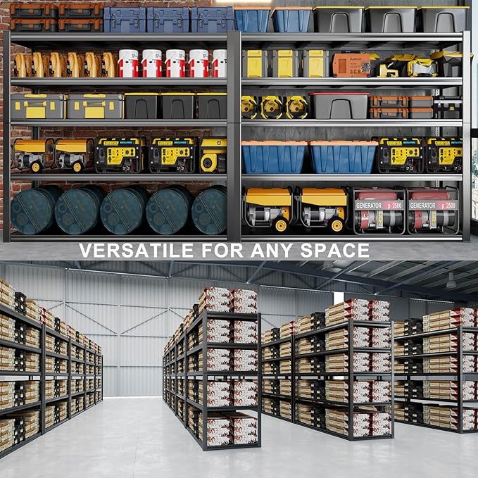 65" W Heavy Duty Garage Shelving, 5 Tier Metal Shelving Unit, Commercial - Image 6