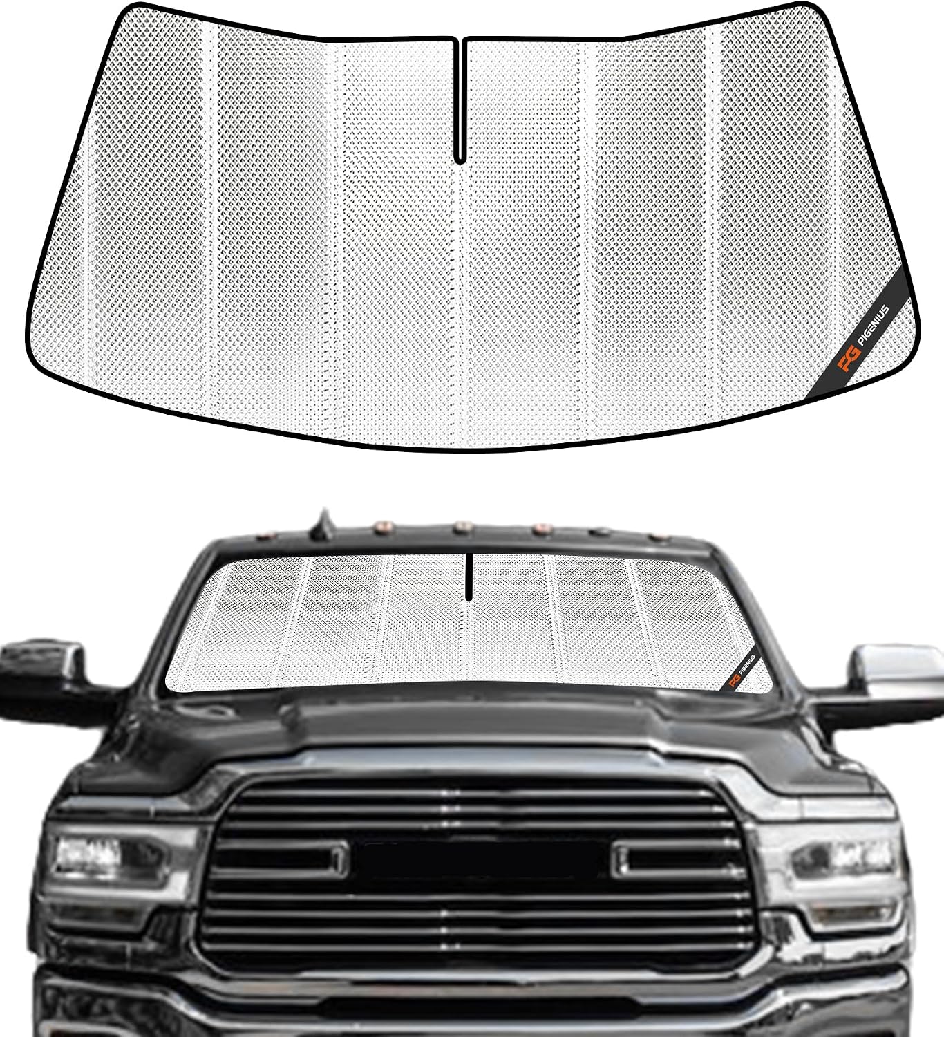 Pigenius Windshield Sunshade for Ram 2500/3500/4500/5500 2019-2024, Full Coverage Front Window Sun Shade - XtraGuard