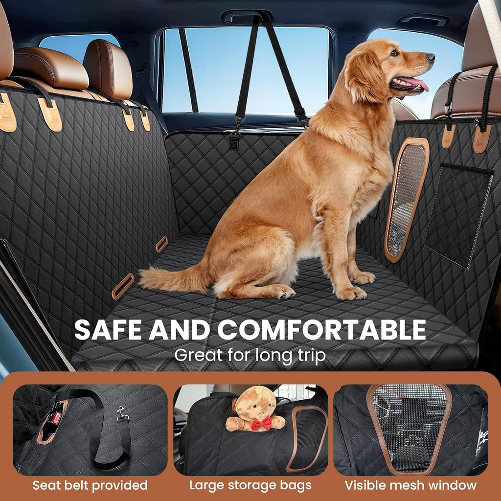 a-pce 600d heavy duty dog car seat cover showing dimensions