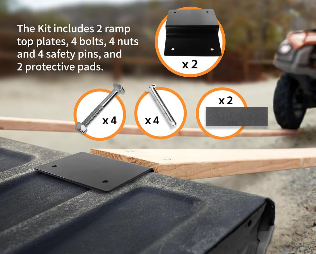 MAXXHAUL 50872 Steel Ramp Top Kit - Quickly Create Your Own Ramps with 2"x8" Planks to Safely Load ATV Motorcycle and Lawn Equipment On and Off Your Vehicle
