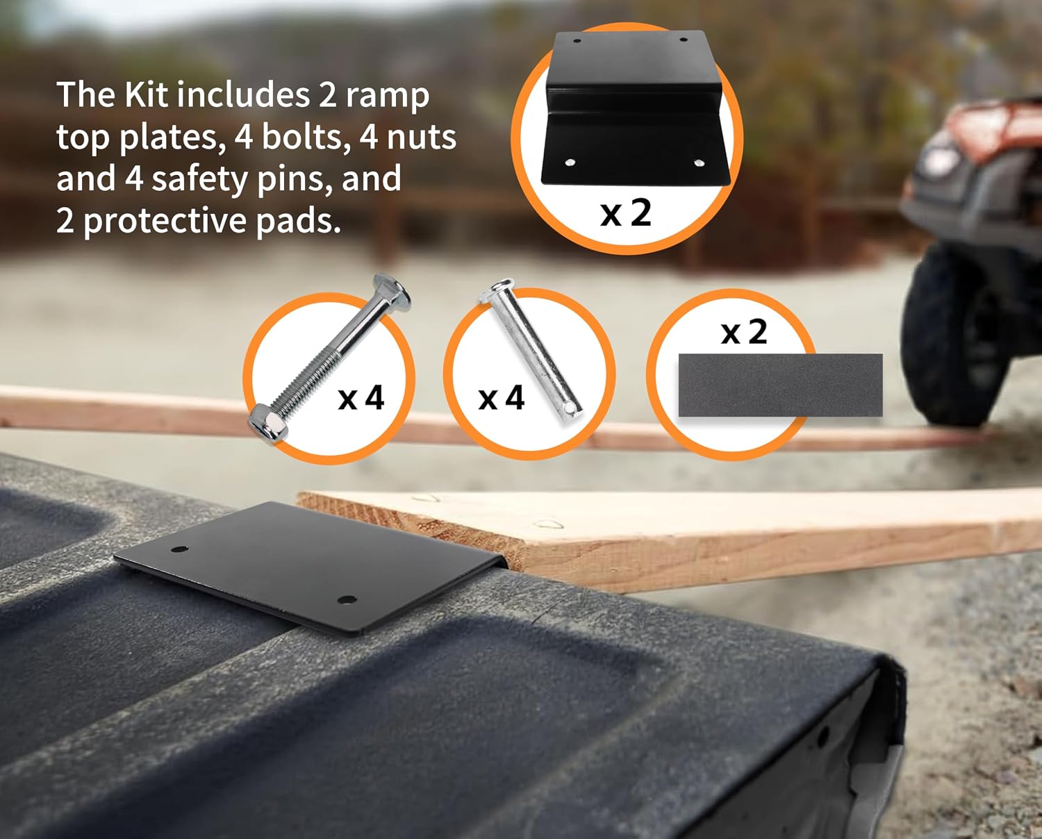 MAXXHAUL 50872 Steel Ramp Top Kit - Quickly Create Your Own Ramps with 2"x8" Planks to Safely Load ATV Motorcycle and Lawn Equipment On and Off Your Vehicle