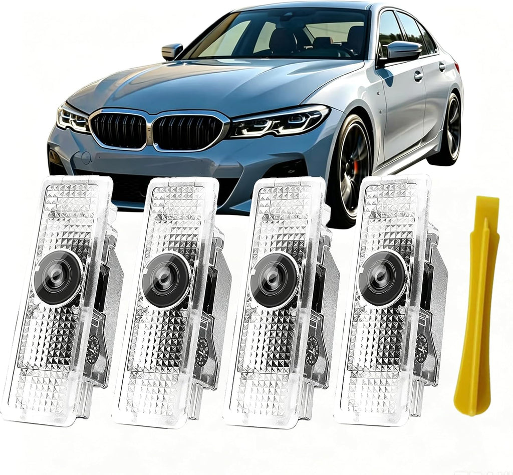 4pcs Car Door Lights Logo Projector,Upgrade HD LED Car Welcome Lights Compatible with1/3/4/5/6/7/x1/x2/x3/x4/x5/x6/x7/M/Series Accessories,Dual Plug Puddle Lights Ghost Shadow Light