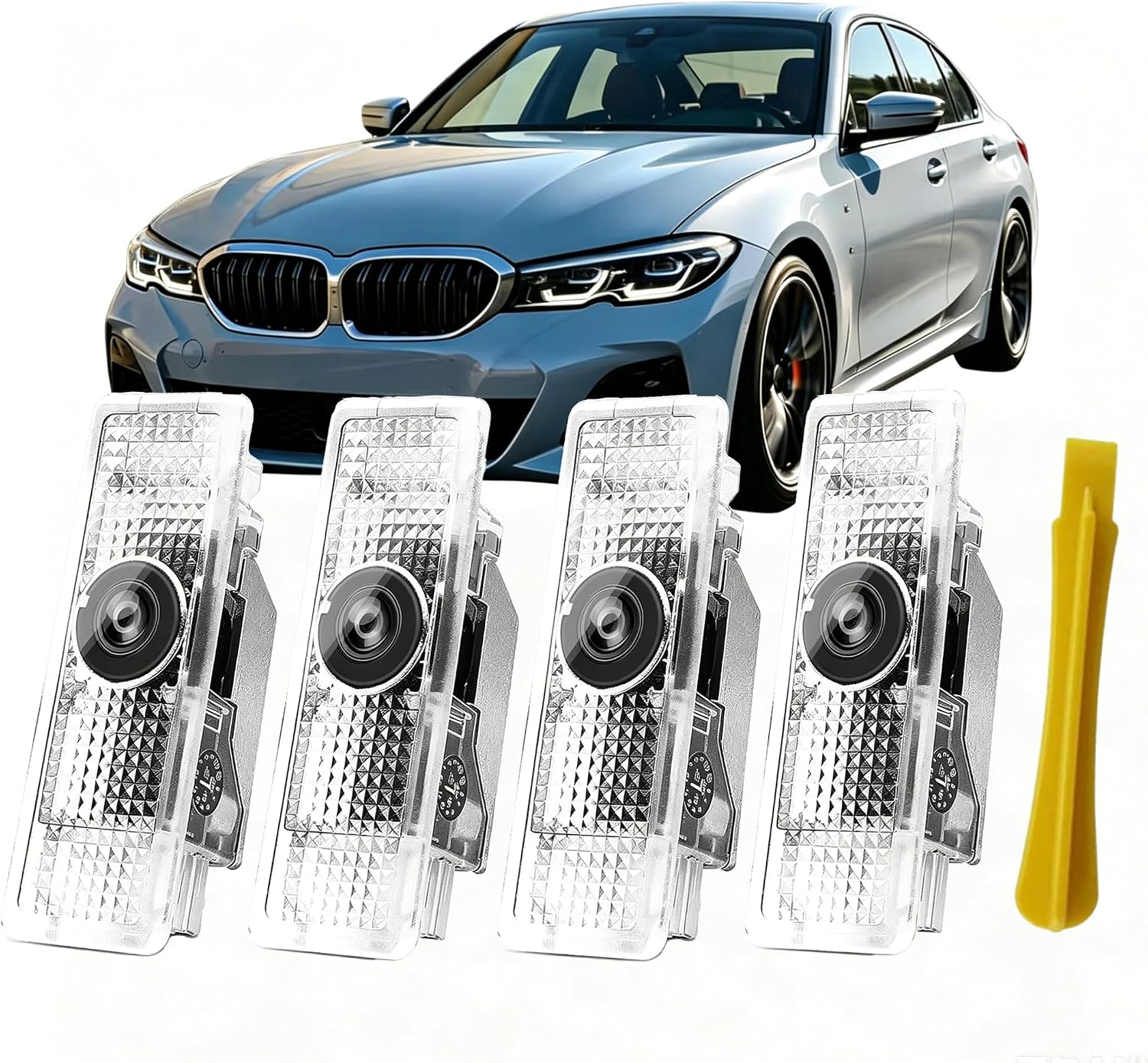 4pcs Car Door Lights Logo Projector,Upgrade HD LED Car Welcome Lights Compatible with1/3/4/5/6/7/x1/x2/x3/x4/x5/x6/x7/M/Series Accessories,Dual Plug Puddle Lights Ghost Shadow Light