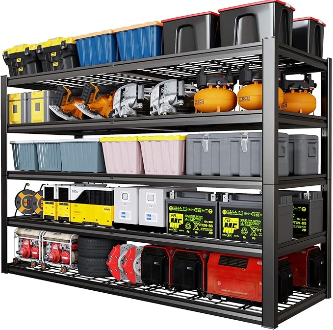 67" W Garage Shelving Heavy Duty, Adjustable 5 Tier Metal Shelves, Commercial - Image 7