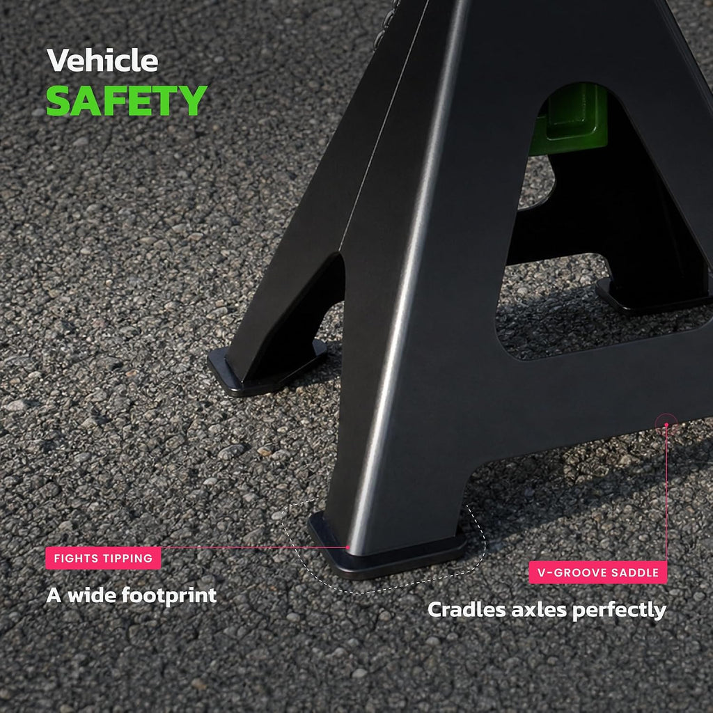 Jack Stands, 6 Ton (13,000 lbs) Capacity Heavy Duty, Double Locking Pin Safety, 14.2-23 Inch Adjustable Height Car Jack Stands for SUV, Truck, Van, Jeep, UTV/ATV - Pair (Green-Black)