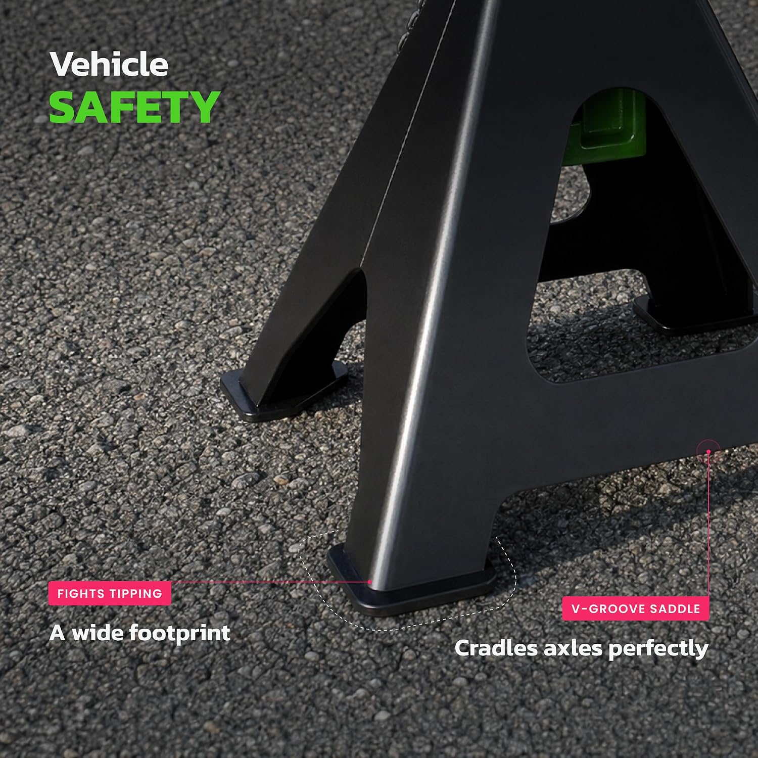 Jack Stands, 6 Ton (13,000 lbs) Capacity Heavy Duty, Double Locking Pin Safety, 14.2-23 Inch Adjustable Height Car Jack Stands for SUV, Truck, Van, Jeep, UTV/ATV - Pair (Green-Black)