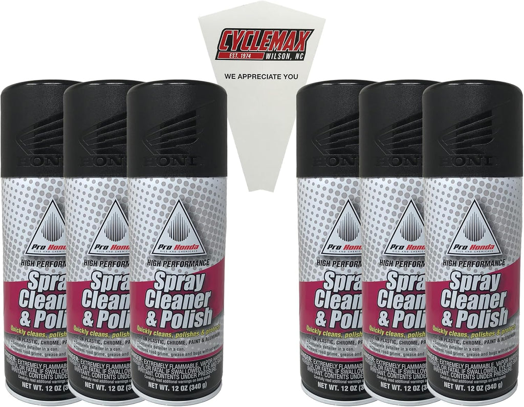 Cyclemax Six Pack compatible with Honda Spray Cleaner & Polish 08732-SCP00 Contains Six 12oz Cans and a Funnel