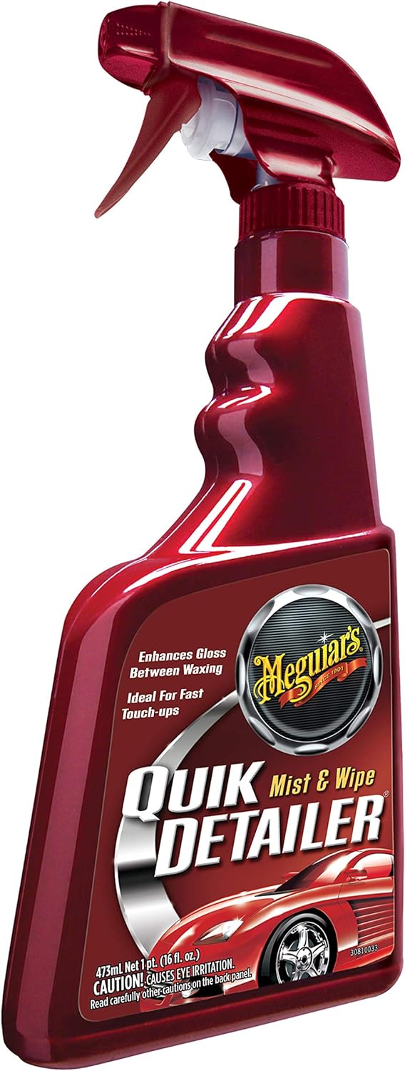 Meguiar's Quik Detailer Mist & Wipe - Easy to Use Car Spray Detailer Lifts Light Dust, Fingerprints, Smudges, and Fresh Contaminants - Perfect to Enhance Shine and Protection Between Washes, 16 Oz