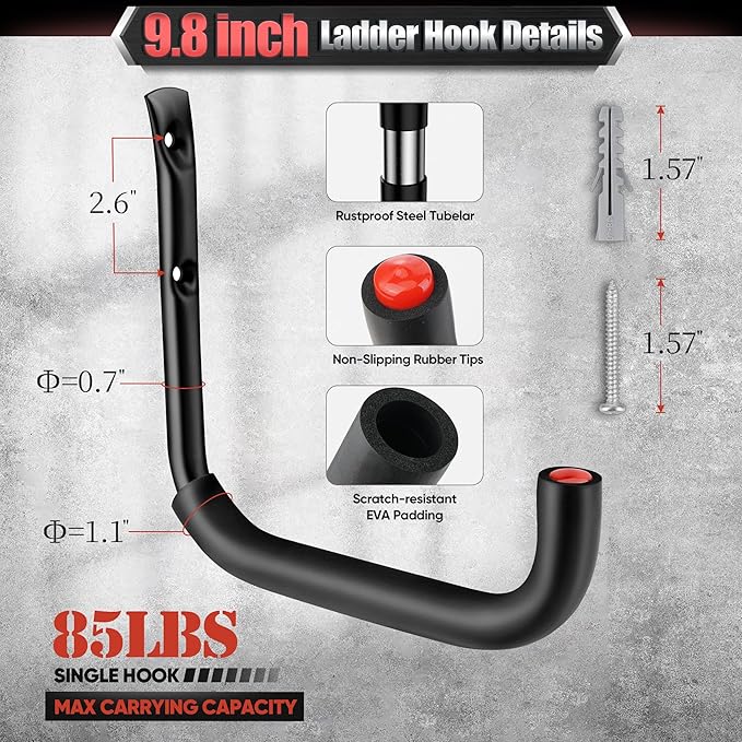 Nacial 20 Pack Garage Hooks Heavy Duty, 9.8" & 3.5" Garage Wall Hook - Image 3