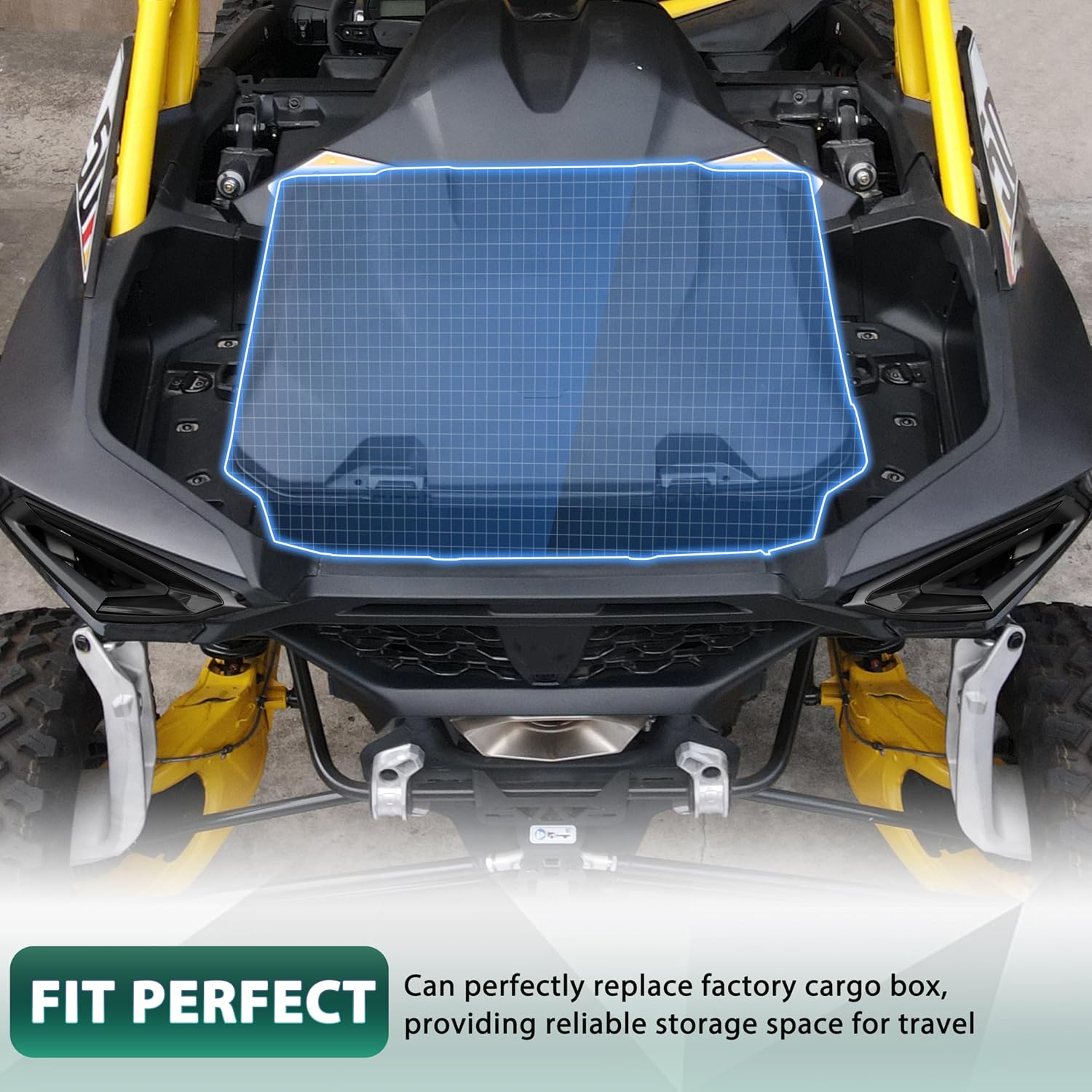 96L Rear Cargo Box for Can-Am Maverick R, Waterproof LinQ Poly Cargo Bed Storage Box Large Tool Bin Organizer for Can Am Maverick R X RS 2024+ Accessories, Replace #715007182