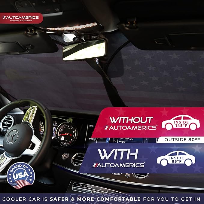 Autoamerics 1-Piece Windshield Sun Shade New American Eagle Flag USA Patriotic - Image 7