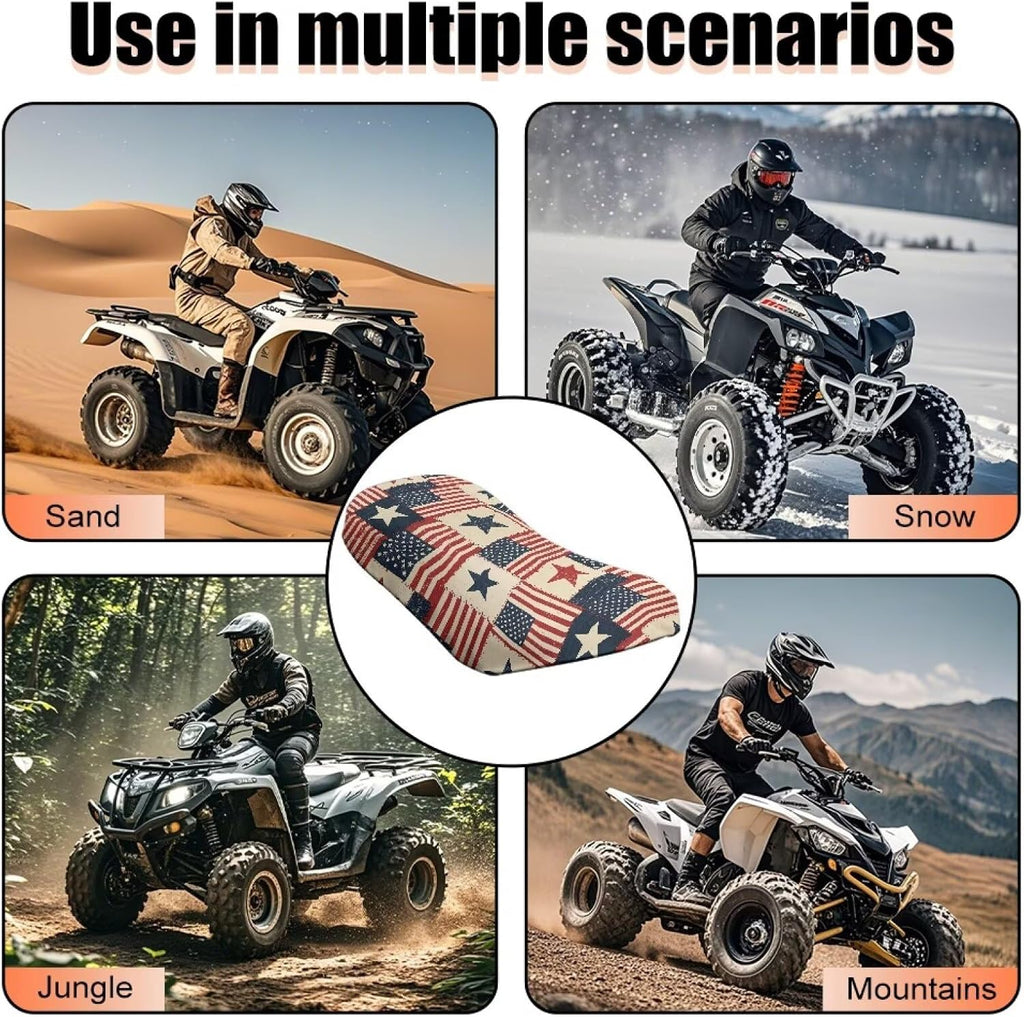 Vintage American Flag ATV Seat Cover Four Wheeler Seat Cover Patriotic Flag Waterproof Universal ATV Accessories 1776-2026 Compatible with Most ATV Seats