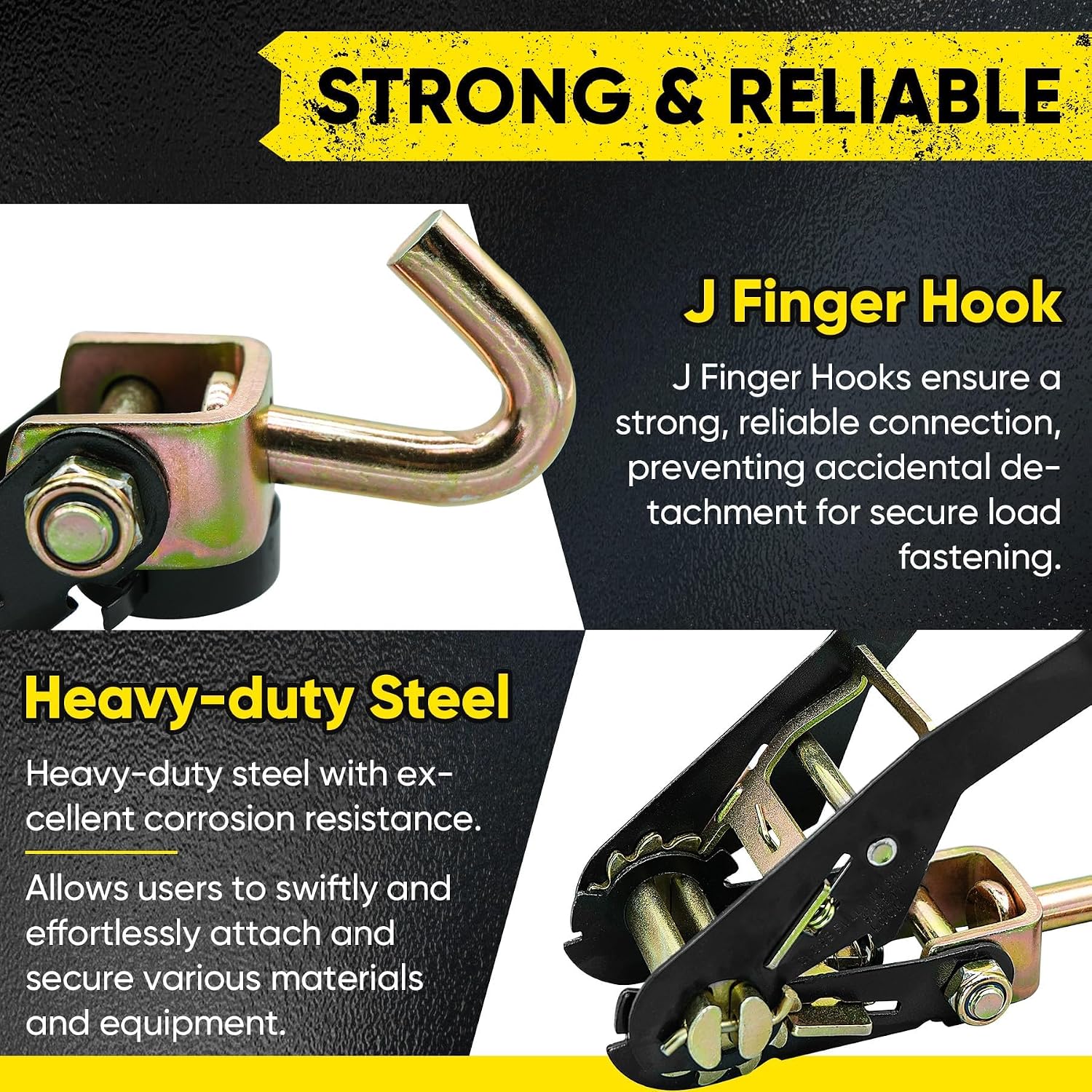 4 Pack Car Tie Down Straps for Trailers 2" x 96" - 9900LBS Break Strength - Tire Ratchet Straps with J Finger Hooks for Hauling UTV, SUV, Truck, Any Cars