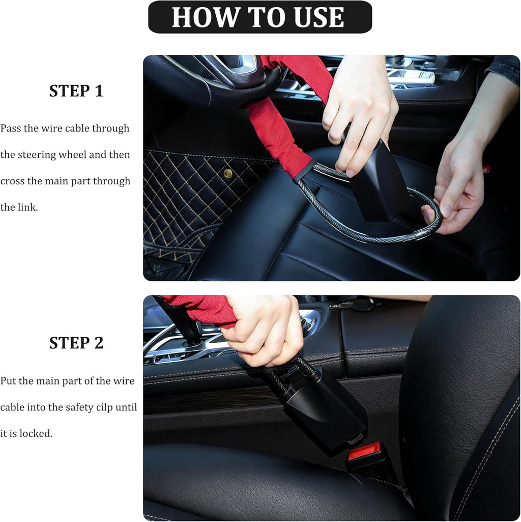 Car Steering Wheel Lock, Reliable Club Steering Wheel Lock Anti-Theft Device with 3 Keys, Max 17 Inch Length, Fits Most Vehicles, Trucks, SUVs, Vans, Golf Car Security Device - Red