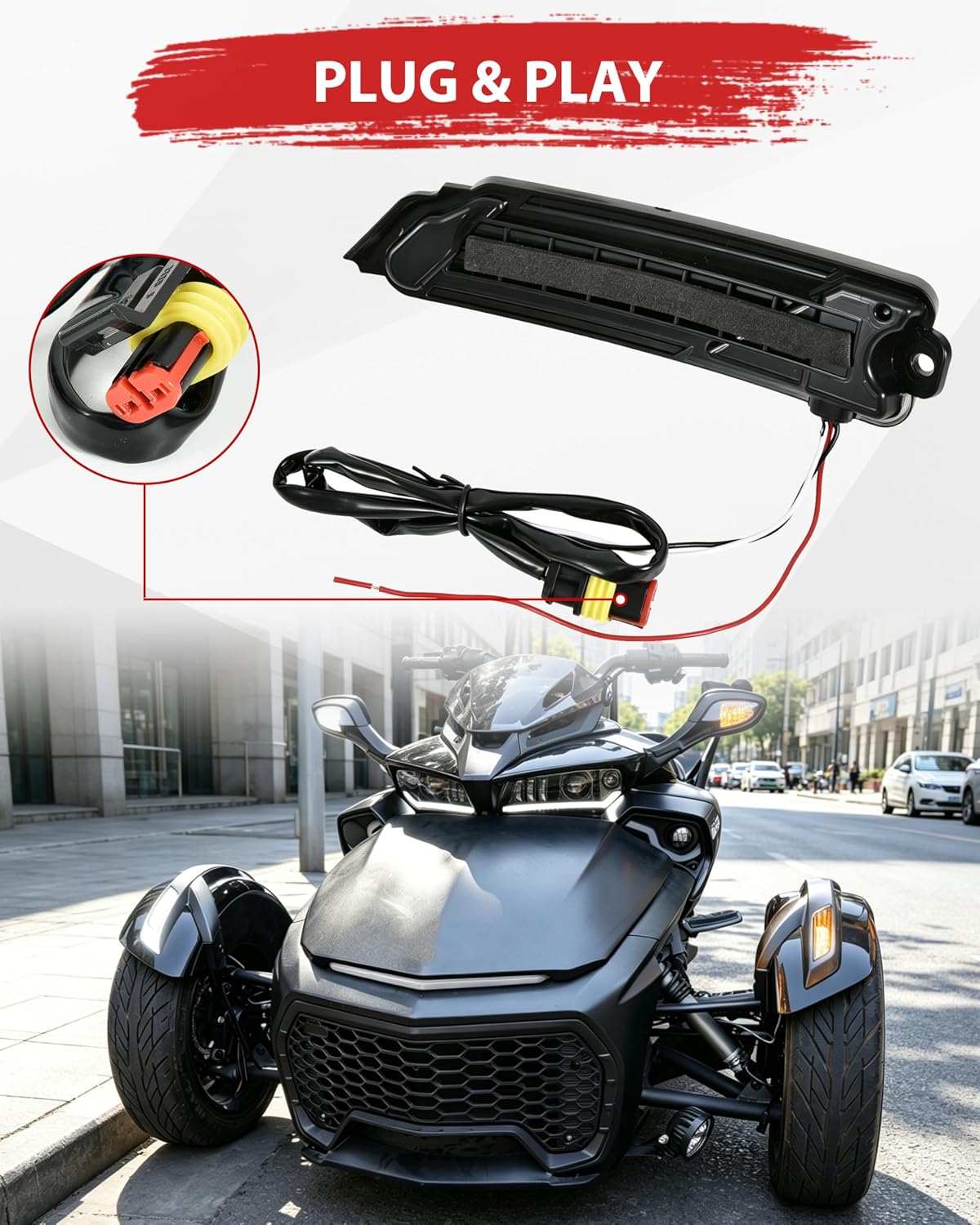 SAUTVS LED Front Fender Lights for Spyder, Smoked Black Fender Reflectors Wheel Lights with Turn Signals for Can-Am Spyder F3 F3-S F3-T RT RT-S LIMITED 2013-2018 Accessories (2PCS)
