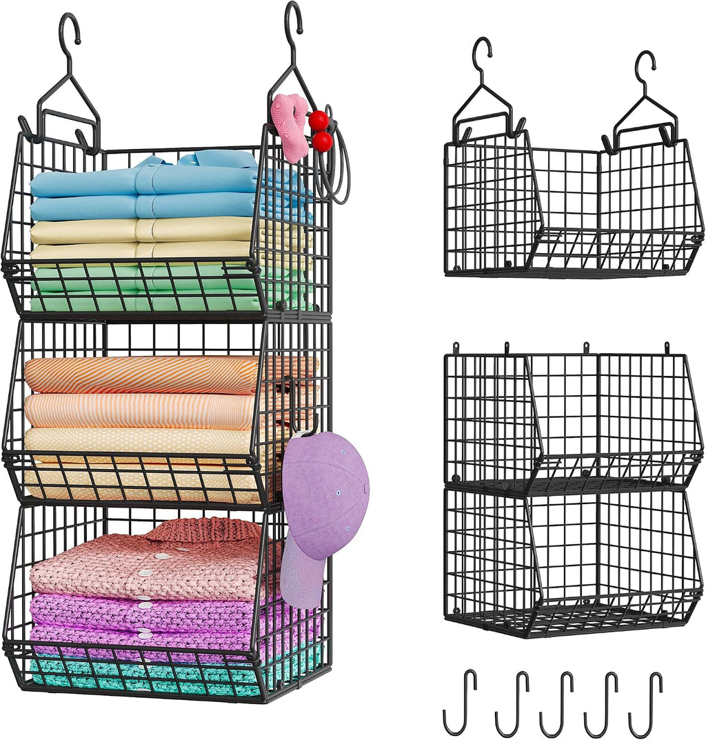 x-cosrack 3-tier hanging closet organizer, laundry room organization, main product view
