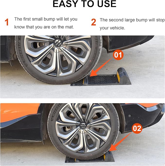 OrangeStar 8 Pack Parking Guide Mat, 21” Heavy Duty PU Wheel Stopper - Image 6