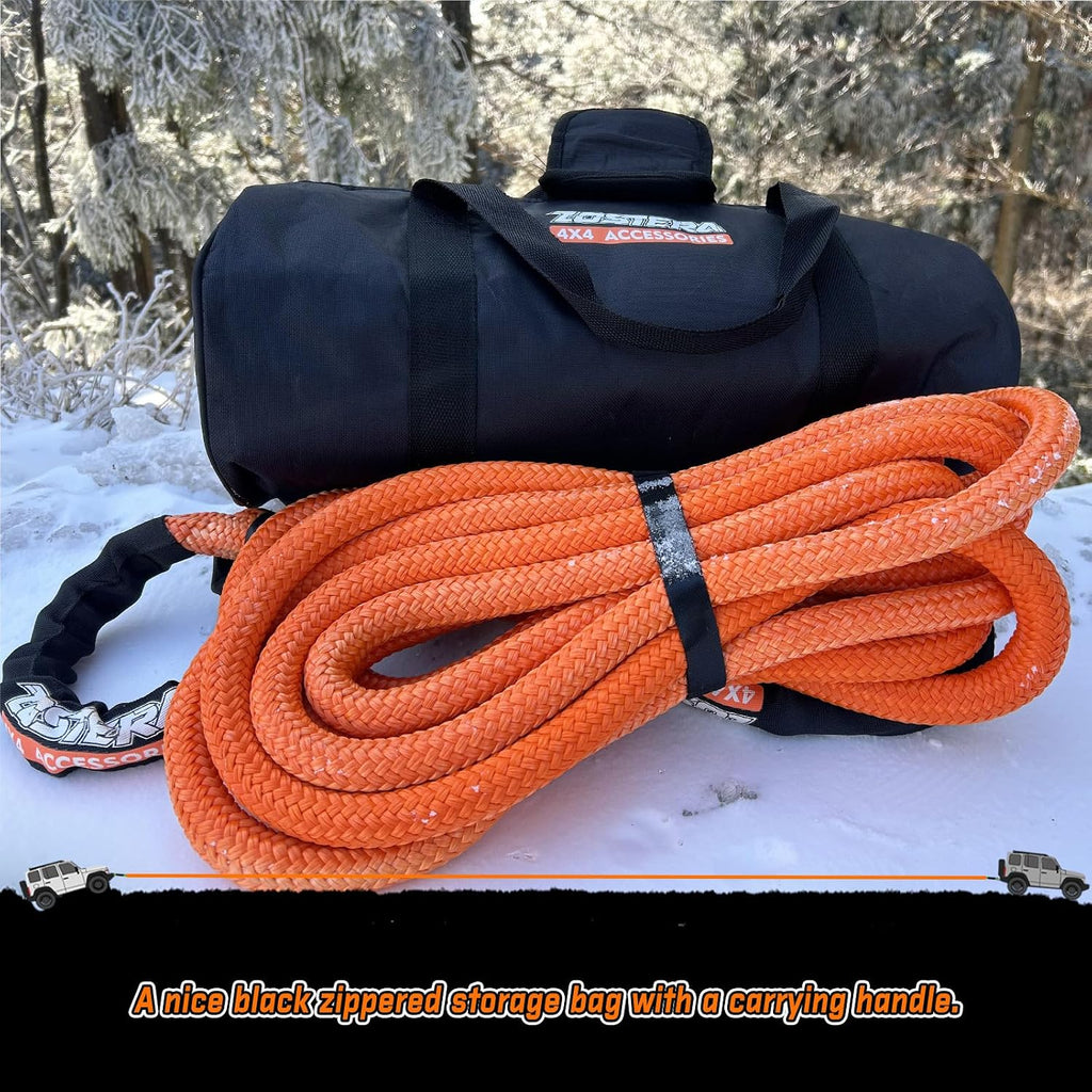 Kinetic Recovery Tow Rope 3/4 in x 30 FT, with Heavy-Duty Offroad Snatch Strap, Vehicle Orange Recovery kit for Jeep car Truck ATV UTV SUV