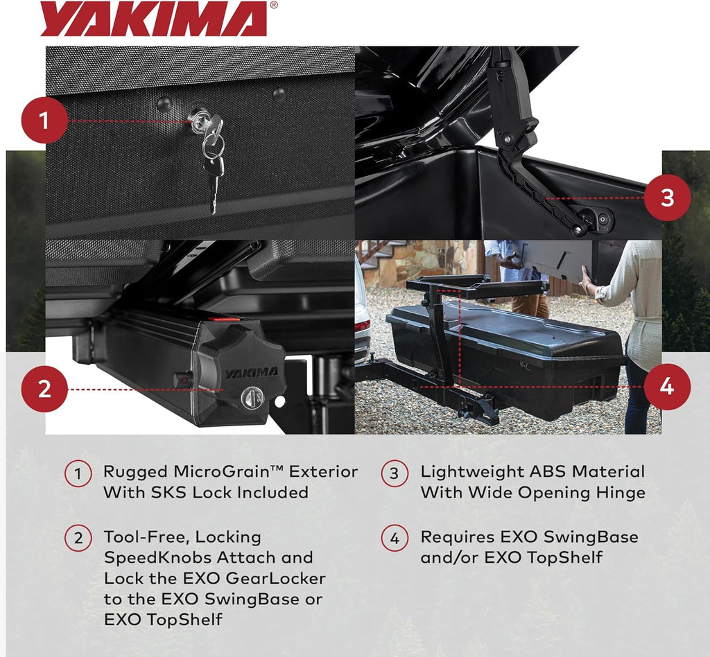 Yakima EXO GearLocker Car Cargo Carrier, Hard Top Shell Box for EXO SwingBase System, Black - Heavy-Duty Vehicle Storage Accessories for Travel and Camping